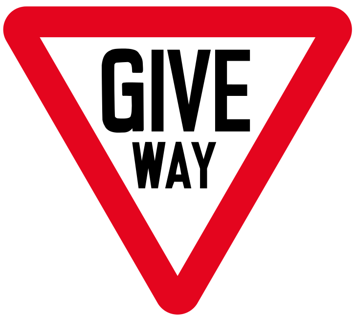 Give way to traffic on a major road